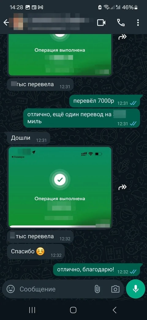 Подтверждение переводов за мили: скриншоты «Операция выполнена» в переписке с продавцом